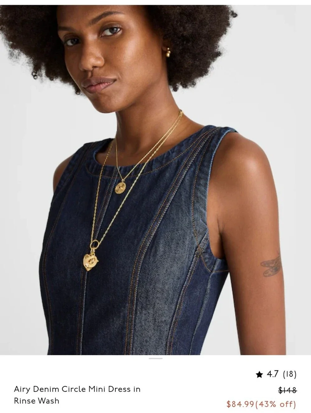 NWT Madewell Airy Denim Circle Mini Dress Rinse Wash Blue Size L - Picture 12 of 13